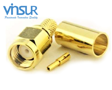 11911015 -- RF CONNECTOR - 50OHMS, RP SMA MALE, STRAIGHT, CRIMP TYPE, RG58, RG142, LMR195 CABLE